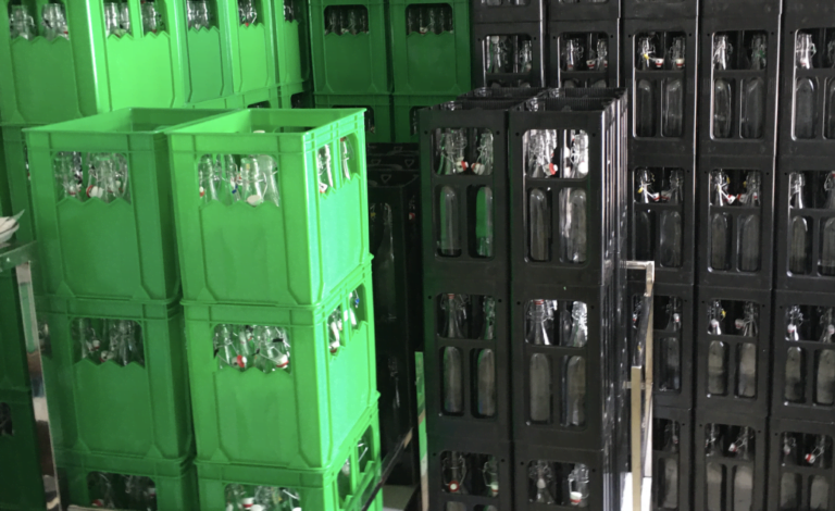 Reusable Glass Bottles In Plastic Crates